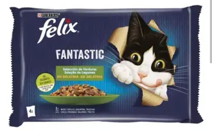 Purina Felix Fantastic boeuf,poulet,saumon,truite et Legumes 4*85g