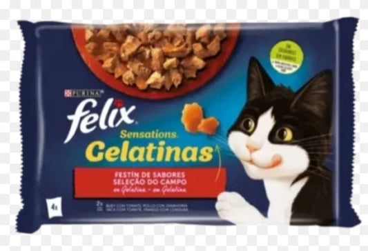 Purina Felix Sensations Gelatinas poulet,boeuf 4*85g