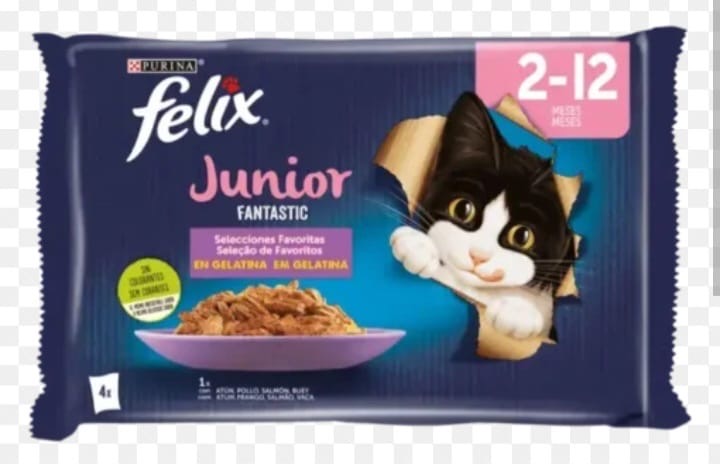 Purina Felix Junior 2-12 mois Fantastic poulet,saumon 4*85g