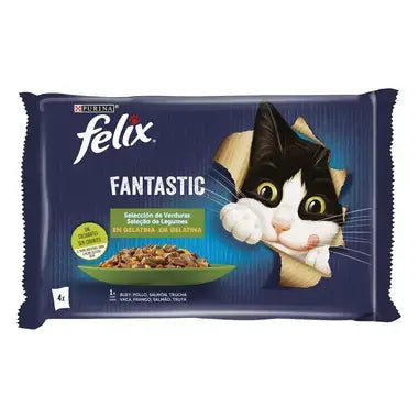 Purina Felix Fantastic boeuf,poulet,saumon,truite et Legumes 4*85g