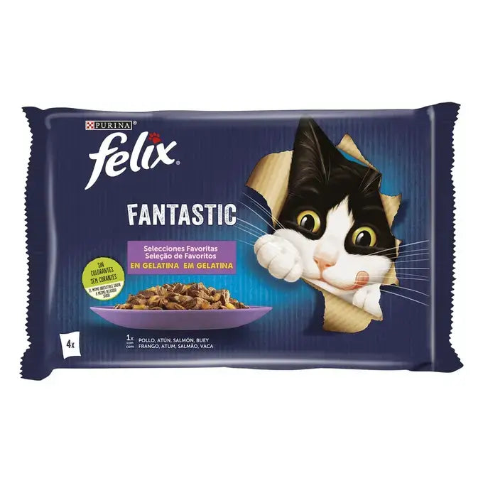 Purina Felix Fantastic poulet,thon,saumon,boeuf 4*85g